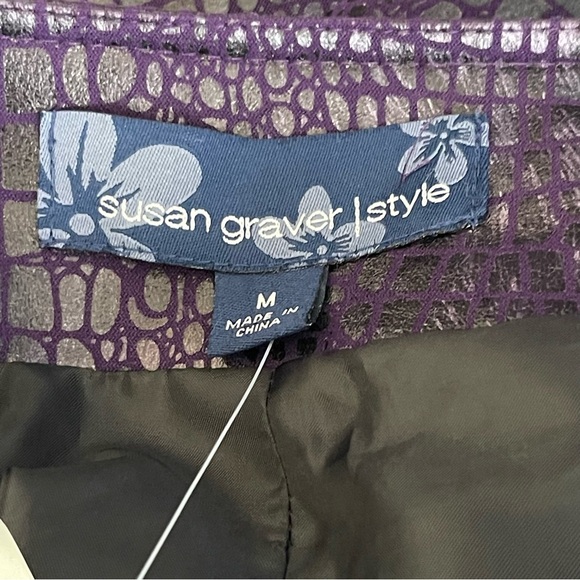 Susan Graver Snake Print Reptile Purple Jacket Coat Women’s Size M 3/4 Sleeves - Picture 7 of 8